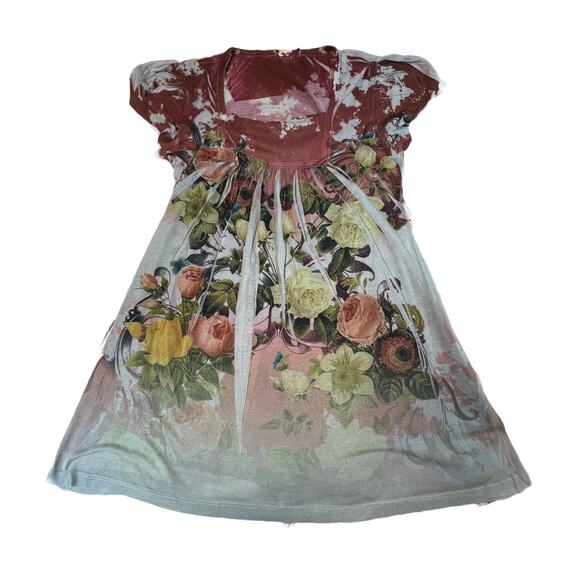 Casual Freedom Silk Blend Blouse Womens Size Small Rose Pattern Square Neck Top - Picture 9 of 13